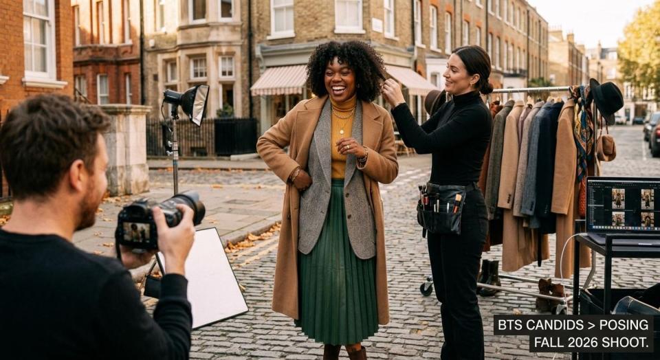 Behind-the-scenes from today's shoot. Sometimes the candid moments end up better than the posed ones.