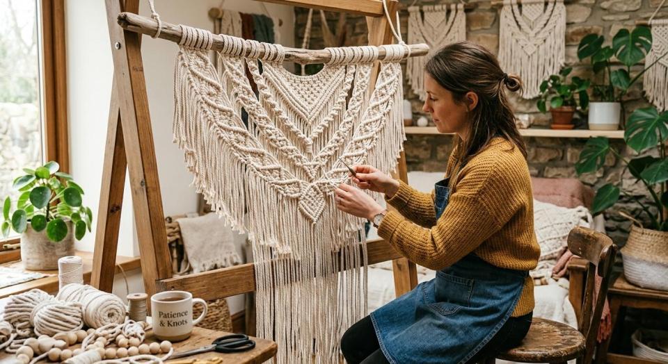 Started a new macrame wall hanging. These take patience but the texture payoff is so satisfying.